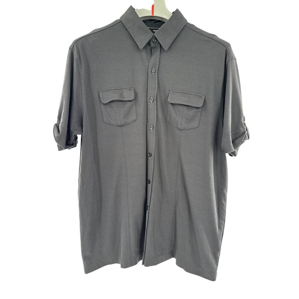 Murano Liquid Luxury Mens Gray‎ Button-Down Shirt XL